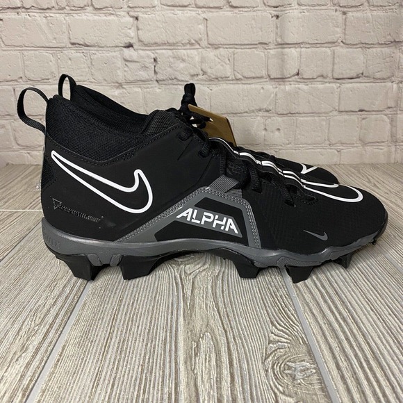 Nike Alpha Menace 3 Shark Football Cleats Men’s 8 Black CV0582-010 New - Picture 1 of 8